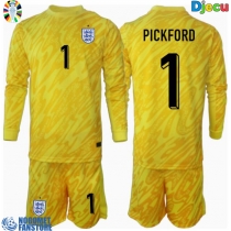 Engleska Jordan Pickford #1 Golmanski Gostujuci Dres za djecu EP 2024 Dugi Rukav (+ Kratke hlače)